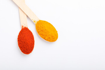 Wall Mural - turmeric and chilly powder in spoon