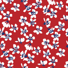 Hand Drawn Abstract Ditsy Flowers Seamless Pattern