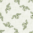 Watercolor cute spring green rabbit motif background. Hand painted whimsical seamless pattern. Modern linen textile for baby nursery decor. Neutral muted scandi style color bunny all over print.