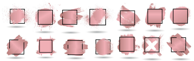 Poster - Boxes for text. Gold rose splashes set. Elements design for backdrop, logo, banners, flyers, cards and other