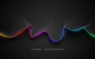 Wall Mural - abstract multi colors line on black background