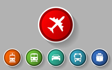 Poster - Transportation vector icon set, flat desig illustration in EPS 10