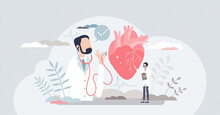 Cardiologist And Heart Health Doctor As Organ Specialist Tiny Person Concept