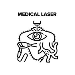 Canvas Print - Medical Laser Vector Icon Concept. Medical Laser Hospital Professional Equipment For Correction Human Eye Vision, Epilation Or Cholesterol Treatment. Medicine Electronic Equipment Black Illustration