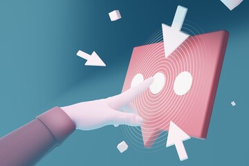 Wall Mural - touch message button. innovations data systems intuitive thinking and development technologies in au
