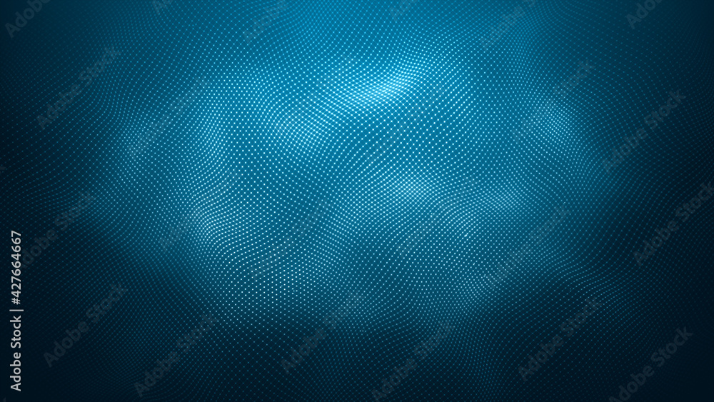 Abstract Background With Digital Data Fractal Mesh/ Illustration of an abstract fractal digital technology background with blur focus and ornamental shape - obrazy, fototapety, plakaty 