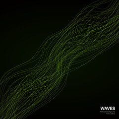 Wall Mural - Green Gradient Waves abstract background. Vector illustration