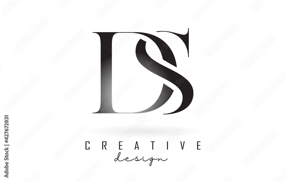 DS d s letter design logo logotype concept with serif font and elegant ...