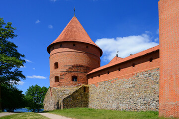 Sticker - Part of outer walls and tower of Trakai Castle, near Vilnius, Lithuania