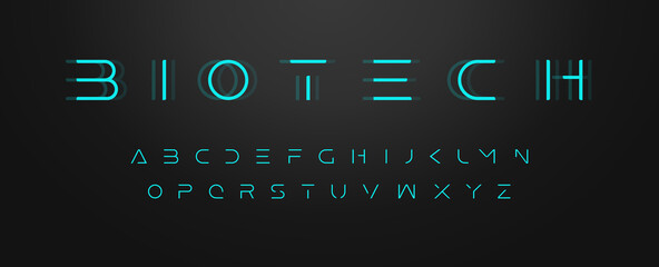 Poster - Futuristic letters, ultra slim font, contemporary type for gui and hud, thin sleek typography for innovate and future technology digital display. Minimal style letters, vector typographic design.