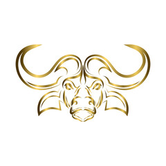 Wall Mural - Line art vector of African buffalo head. Suitable for use as decoration or logo.