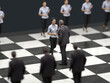 © Photobank - negotiation strategy, business people meet on a chessboard