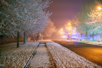 Wall Mural - Light in a winter European city