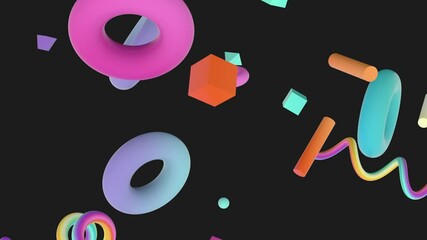 Poster - Abstract colorful 3d art background with geometric shape. memphis style.