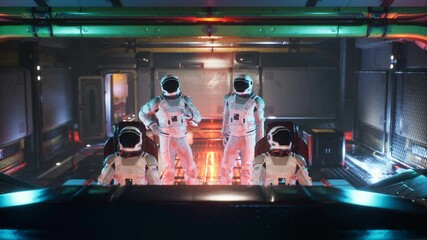 Canvas Print - astronauts travel in space in their interstellar spacecraft. the animation is for fantastic, the fut