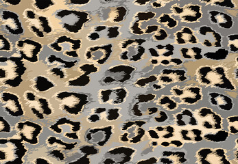 Wall Mural - Full seamless leopard cheetah animal skin pattern. Ornamental Silver Yellow Design for women textile fabric printing. Suitable for trendy fashion use.