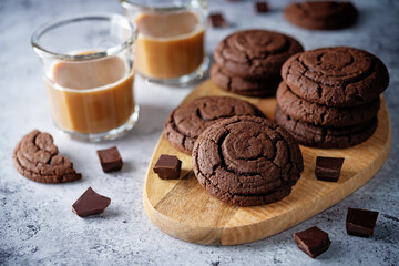 Wall Mural - Chocolate cookies with chocolate slices