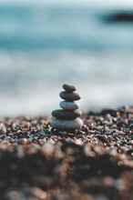 Stack Of Stones On Beach