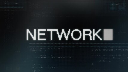 Wall Mural - network text box typed on retro pixelated computer screen. digital animation code.