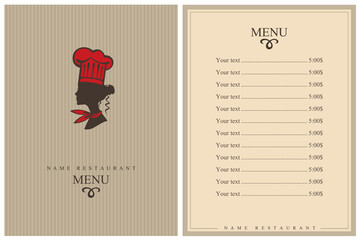 Wall Mural - template restaurant menu design with lady chef