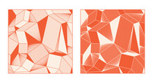 Geometric Simple Background Of Red Lines And Triangles On A Beige Background. Linear Vector Drawing. Two Color Options