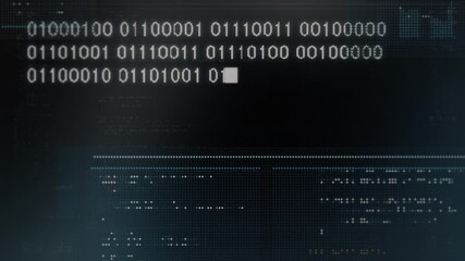 Wall Mural - binary numbers run on digital screen. hacker code, background animation. cyber ​​security animation 