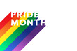 Pride Month Rainbow concept on white. Pride flag (Freedom flag) - LGBTQ community and movement of sexual minorities.	