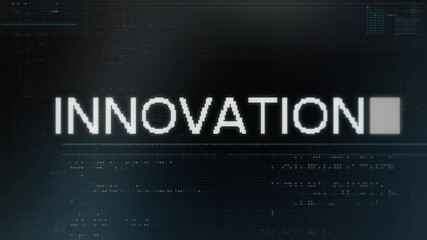 Wall Mural - innovation text box typed on retro pixelated computer screen. digital animation code.