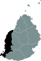 Wall Mural - Black highlighted location map of the Mauritian Rivière Noire district inside gray map of the Republic of Mauritius