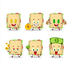 Poster - Sandwich cartoon character with cute emoticon bring money