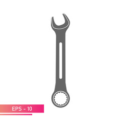 Wall Mural - Combination wrench for nuts. Solid design. On a white background. Tools for an auto mechanic. Flat vector illustration.