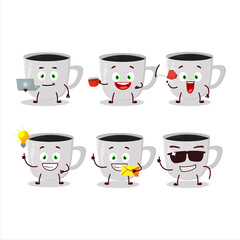 Wall Mural - Coffee cartoon character with various types of business emoticons