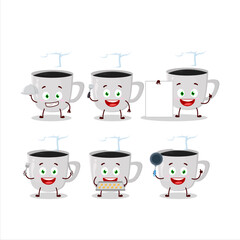 Canvas Print - Cartoon character of coffee with various chef emoticons