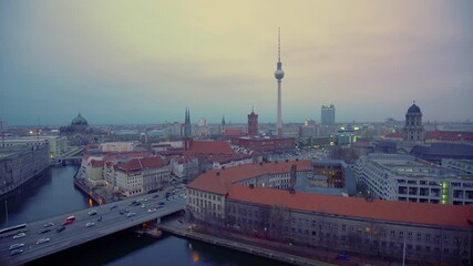 Wall Mural - Berlin aerial view at dusk, Germany