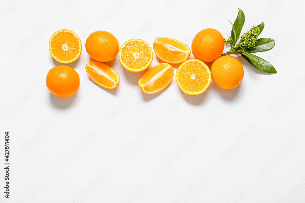 Sweet oranges on white background