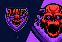 Purple Fire Skull Mascot Esport Logo Illustration For Game Team