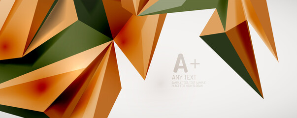 Vector triangle geometric backgrounds. Low poly 3d shape on light backdrop. Vector illustration for covers, banners, flyers and posters and other designs