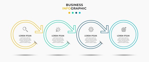 Vector Infographic design business template with icons and 4 options or steps. Can be used for process diagram, presentations, workflow layout, banner, flow chart, info graph