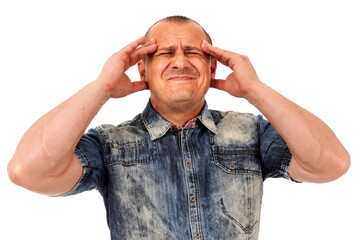 Studio portrait of a businessman with strong migraine	