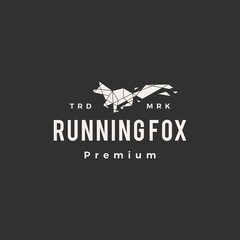 Poster - running fox geometric hipster vintage logo vector icon illustration