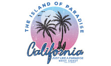 California Paradise Gradient Background Vector Artwork Design. Summer Vibes Palm Design. 