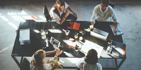 Wall Mural - Video call with startup team at loft office