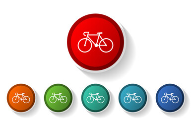 Fototapete - Bicycle vector icon set, flat design symbol collection in 6 colors option in EPS 10
