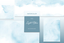 Set Of Light Blue Watercolor Stain Background Style