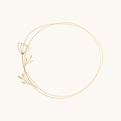 Wall Mural - Hand drawn circle frame with beautiful flowers. Vector unique illustration.