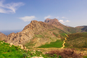 Atlas mountains located in north africa and this is tikjda located in Algeria , Landscape view of national park Tikjda in Bouira Algeria