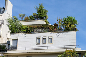 Wall Mural - Terrasse jardin d’un immeuble moderne à Paris