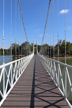 A White Suspension Bridge In Boong Ta Lua Water Park At Nakhon Ratchasima Province,thailand 2018