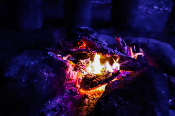 barbecue in the fire