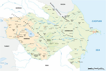 Sticker - Vector map of Caucasus States Armenia and Azerbaijan